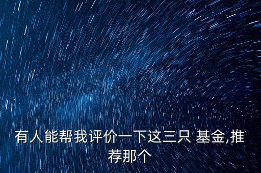 有人能幫我評(píng)價(jià)一下這三只 基金,推薦那個(gè)