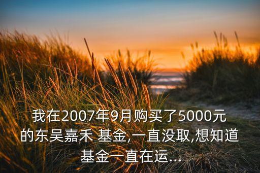 我在2007年9月購買了5000元的東吳嘉禾 基金,一直沒取,想知道 基金一直在運...