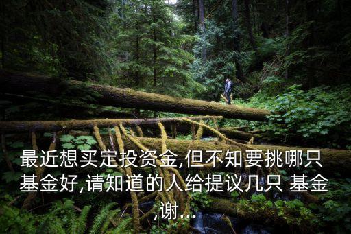 最近想買定投資金,但不知要挑哪只 基金好,請(qǐng)知道的人給提議幾只 基金,謝...