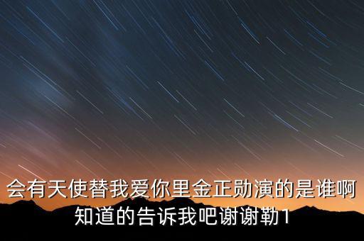會(huì)有天使替我愛你里金正勛演的是誰啊知道的告訴我吧謝謝勒1
