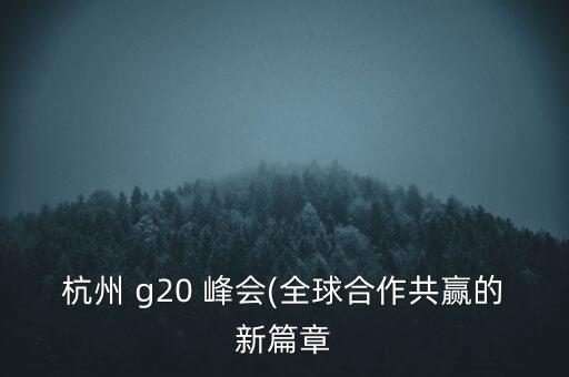 杭州 g20 峰會(huì)(全球合作共贏的新篇章