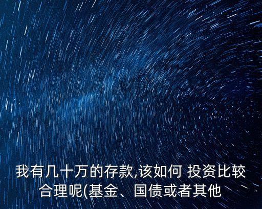 我有幾十萬(wàn)的存款,該如何 投資比較合理呢(基金、國(guó)債或者其他