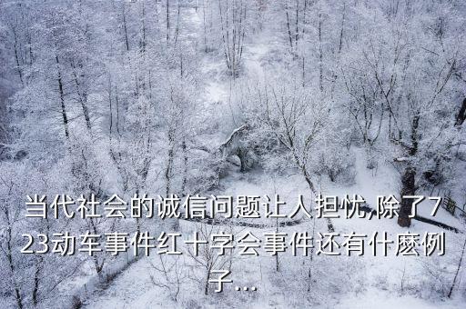 當(dāng)代社會(huì)的誠(chéng)信問題讓人擔(dān)憂,除了723動(dòng)車事件紅十字會(huì)事件還有什麼例子...