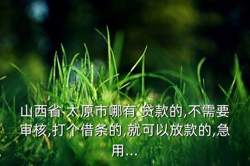 山西省 太原市哪有 貸款的,不需要審核,打個借條的,就可以放款的,急用...