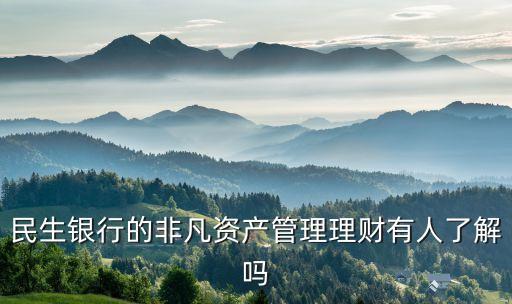 民生銀行的非凡資產(chǎn)管理理財有人了解嗎