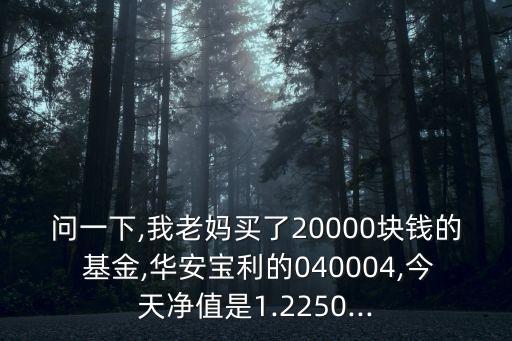 問(wèn)一下,我老媽買了20000塊錢的 基金,華安寶利的040004,今天凈值是1.2250...