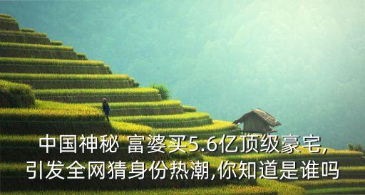 中國(guó)神秘 富婆買5.6億頂級(jí)豪宅,引發(fā)全網(wǎng)猜身份熱潮,你知道是誰嗎