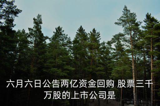 六月六日公告兩億資金回購(gòu) 股票三千萬股的上市公司是