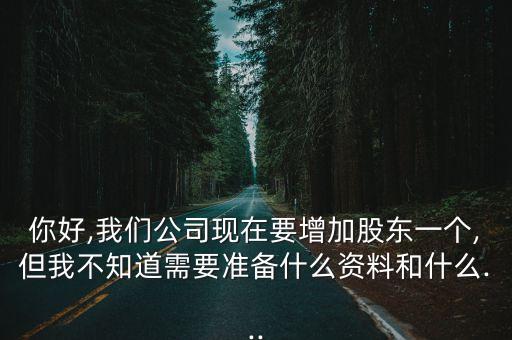 你好,我們公司現(xiàn)在要增加股東一個,但我不知道需要準備什么資料和什么...