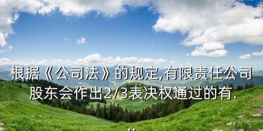 根據(jù)《公司法》的規(guī)定,有限責(zé)任公司 股東會(huì)作出2/3表決權(quán)通過的有...