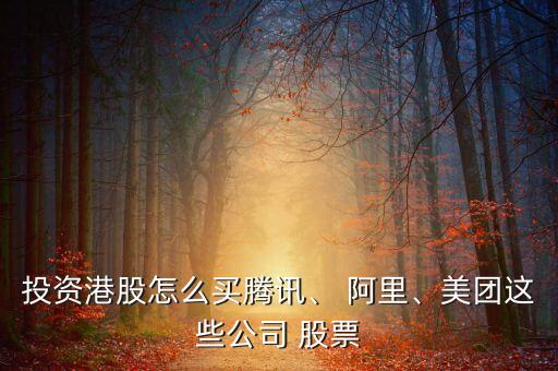 投資港股怎么買騰訊、 阿里、美團(tuán)這些公司 股票