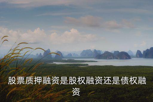  股票質押融資是股權融資還是債權融資