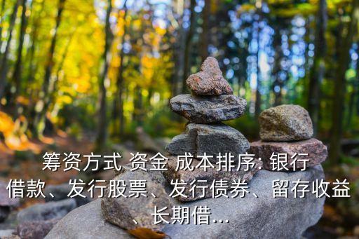 籌資方式 資金 成本排序: 銀行 借款、發(fā)行股票、發(fā)行債券、留存收益、長(zhǎng)期借...