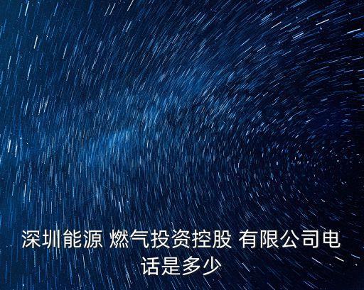 深圳能源 燃?xì)馔顿Y控股 有限公司電話是多少