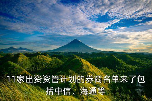 11家出資資管計劃的券商名單來了包括中信、海通等