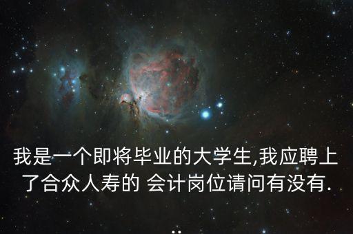 我是一個即將畢業(yè)的大學生,我應聘上了合眾人壽的 會計崗位請問有沒有...