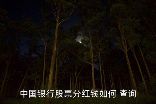 中國(guó)銀行股票分紅錢(qián)如何 查詢