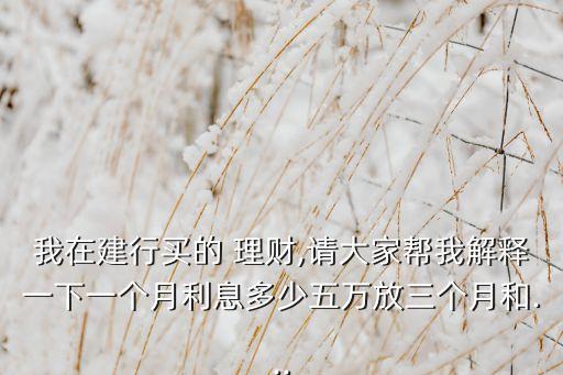 我在建行買的 理財(cái),請大家?guī)臀医忉屢幌乱粋€月利息多少五萬放三個月和...