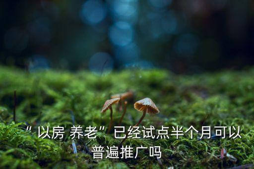 “ 以房 養(yǎng)老”已經(jīng)試點(diǎn)半個月可以普遍推廣嗎