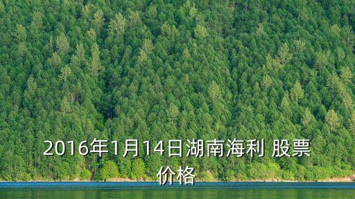 2016年1月14日湖南海利 股票價格