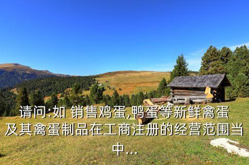 請問:如 銷售雞蛋,鴨蛋等新鮮禽蛋及其禽蛋制品在工商注冊的經(jīng)營范圍當(dāng)中...