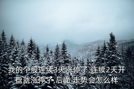 我的個(gè)股連續(xù)3天漲停了,連續(xù)2天開盤就漲停了,后面 走勢(shì)會(huì)怎么樣