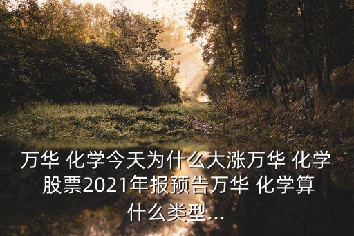 萬華 化學(xué)今天為什么大漲萬華 化學(xué) 股票2021年報(bào)預(yù)告萬華 化學(xué)算什么類型...
