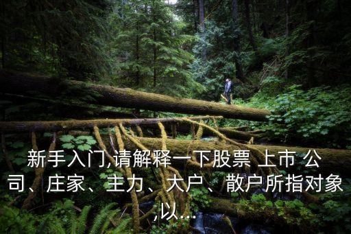 新手入門,請解釋一下股票 上市 公司、莊家、主力、大戶、散戶所指對象,以...