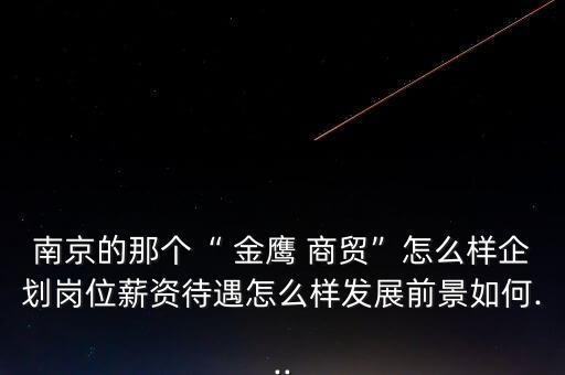 南京的那個(gè)“ 金鷹 商貿(mào)”怎么樣企劃崗位薪資待遇怎么樣發(fā)展前景如何...