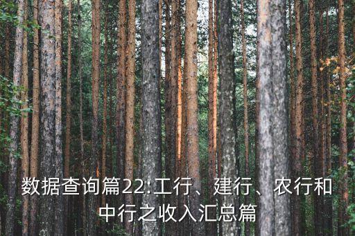 數(shù)據(jù)查詢篇22:工行、建行、農(nóng)行和中行之收入?yún)R總篇