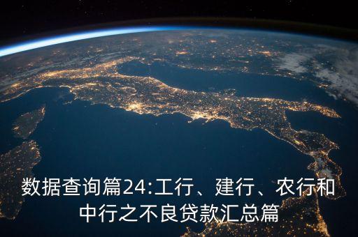 數(shù)據(jù)查詢篇24:工行、建行、農(nóng)行和中行之不良貸款匯總篇