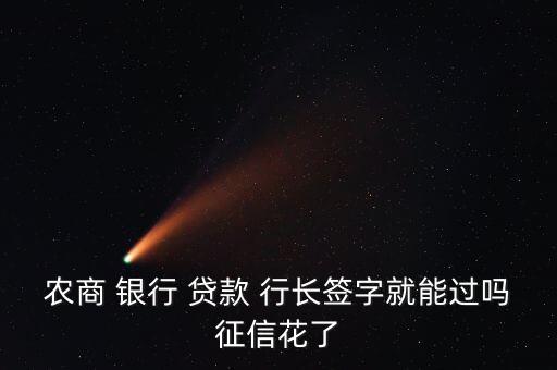農(nóng)商 銀行 貸款 行長(zhǎng)簽字就能過嗎征信花了