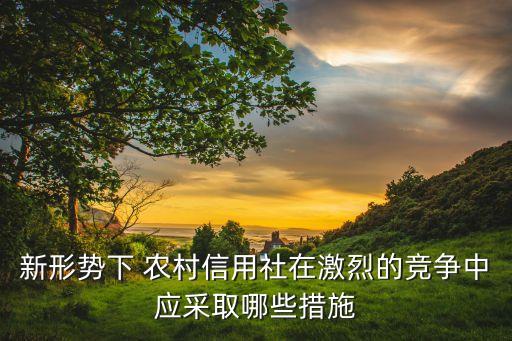 新形勢(shì)下 農(nóng)村信用社在激烈的競(jìng)爭(zhēng)中應(yīng)采取哪些措施