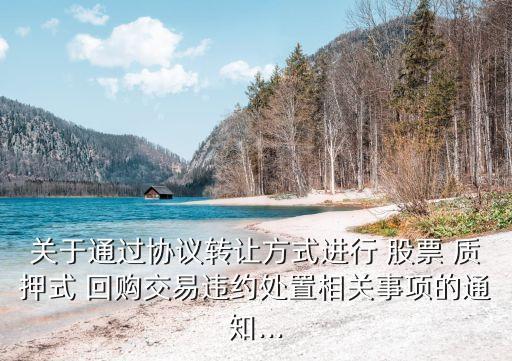 關于通過協(xié)議轉讓方式進行 股票 質押式 回購交易違約處置相關事項的通知...