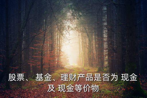 股票、 基金、理財(cái)產(chǎn)品是否為 現(xiàn)金及 現(xiàn)金等價(jià)物