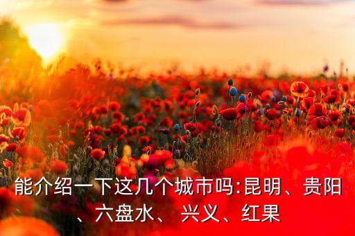 能介紹一下這幾個(gè)城市嗎:昆明、貴陽(yáng)、六盤水、 興義、紅果