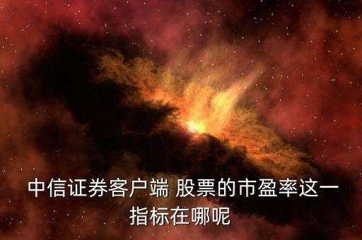  中信證券客戶端 股票的市盈率這一指標在哪呢