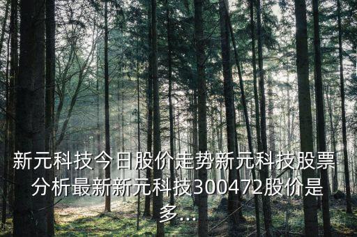 新元科技今日股價(jià)走勢新元科技股票 分析最新新元科技300472股價(jià)是多...
