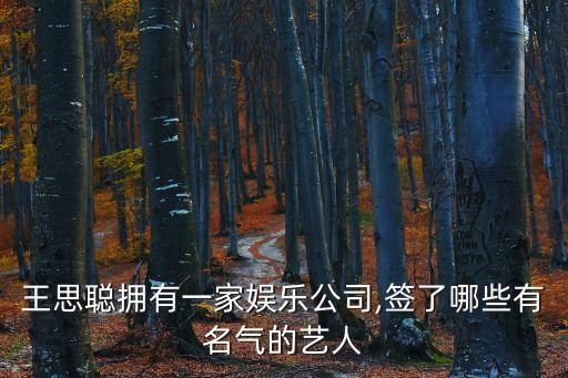 王思聰擁有一家娛樂公司,簽了哪些有名氣的藝人