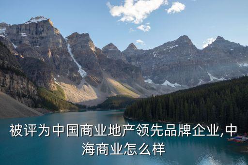 被評為中國商業(yè)地產(chǎn)領先品牌企業(yè),中海商業(yè)怎么樣