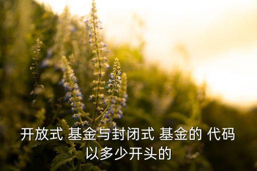 開放式 基金與封閉式 基金的 代碼以多少開頭的