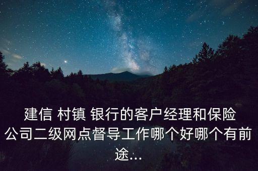  建信 村鎮(zhèn) 銀行的客戶經(jīng)理和保險公司二級網(wǎng)點(diǎn)督導(dǎo)工作哪個好哪個有前途...