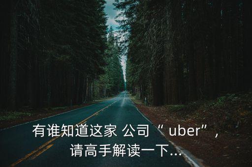 有誰知道這家 公司“ uber”,請高手解讀一下…