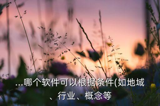 ...哪個(gè)軟件可以根據(jù)條件(如地域、行業(yè)、概念等