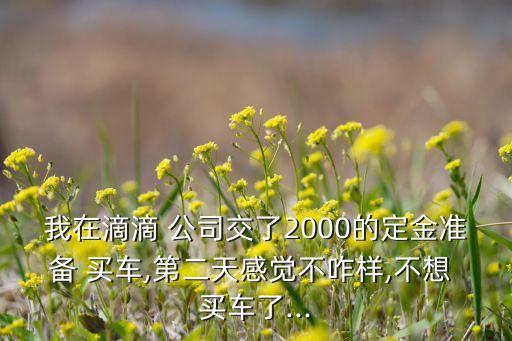 我在滴滴 公司交了2000的定金準(zhǔn)備 買(mǎi)車(chē),第二天感覺(jué)不咋樣,不想 買(mǎi)車(chē)了...