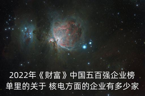 2022年《財(cái)富》中國五百強(qiáng)企業(yè)榜單里的關(guān)于 核電方面的企業(yè)有多少家