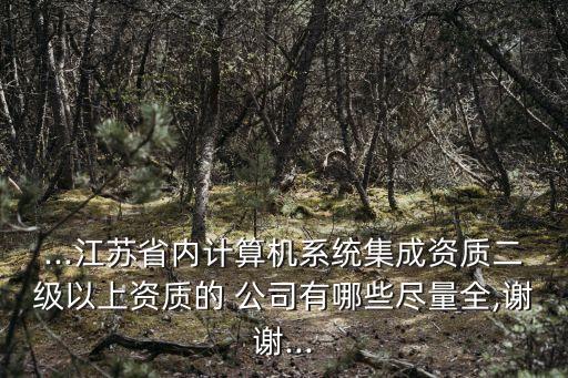 ...江蘇省內計算機系統(tǒng)集成資質二級以上資質的 公司有哪些盡量全,謝謝...