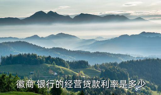  徽商 銀行的經營貸款利率是多少