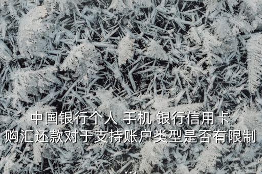  中國銀行個人 手機 銀行信用卡 購匯還款對于支持賬戶類型是否有限制...