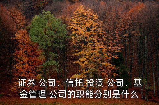  證券 公司、信托 投資 公司、基金管理 公司的職能分別是什么